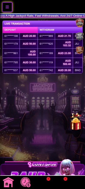 Cuntspin Casino mobile PWA screenshot